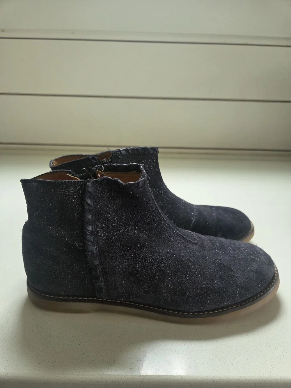 Pom D'Api Black Sparkle Ankle Boots for Kids